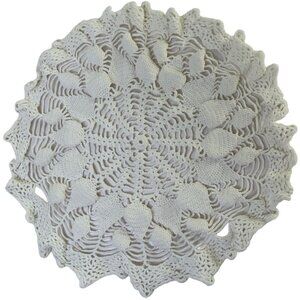 Vintage French Handmade Crochet Ivory Round Napkin cotton 12”